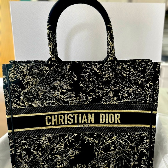 Christian Dior Large Book Tote Black with Gold Embroidery – New with Tags - Picture 1 of 4